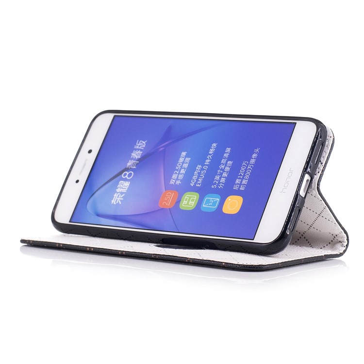 Love Heart Two-tone Leather Wallet Stand Shell with Lanyard for Huawei P8 Lite (2017) - Black-5