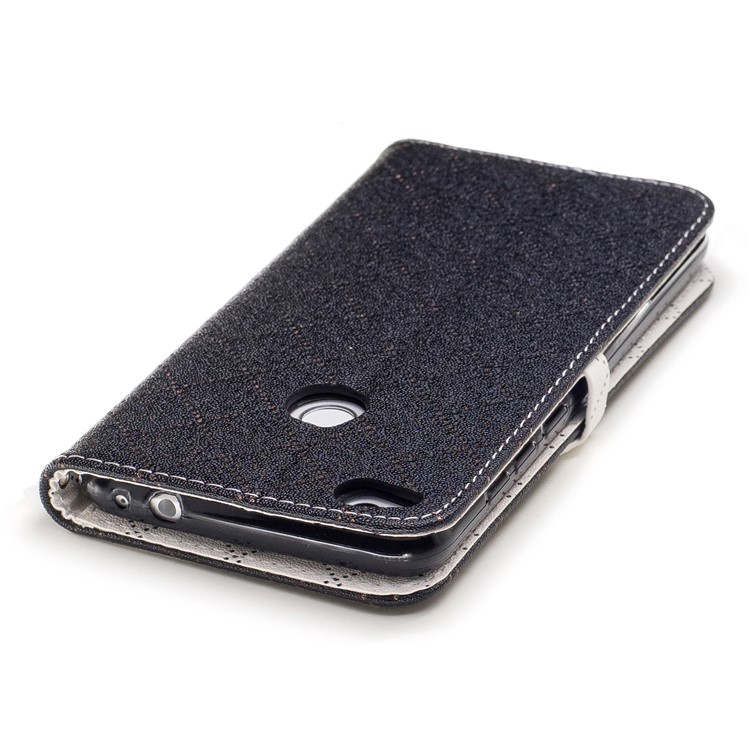 Love Heart Two-tone Leather Wallet Stand Shell with Lanyard for Huawei P8 Lite (2017) - Black-7