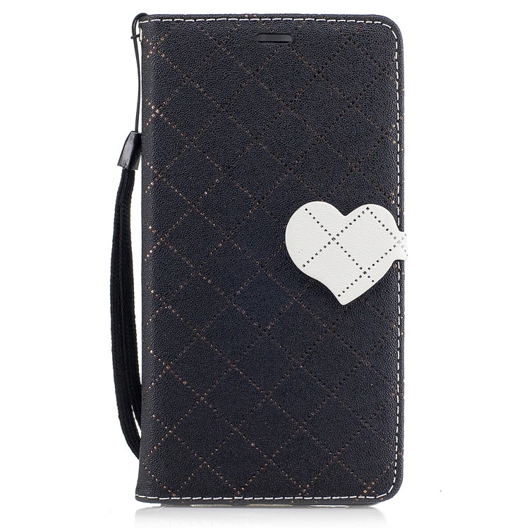 Love Heart Two-tone Leather Wallet Mobile Phone Cover for Huawei Honor 6x (2016) - Black-2