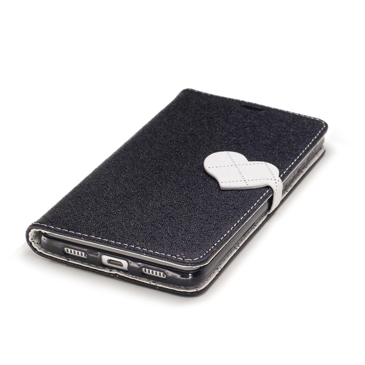 Love Heart Two-tone Leather Wallet Mobile Phone Cover for Huawei Honor 6x (2016) - Black-6