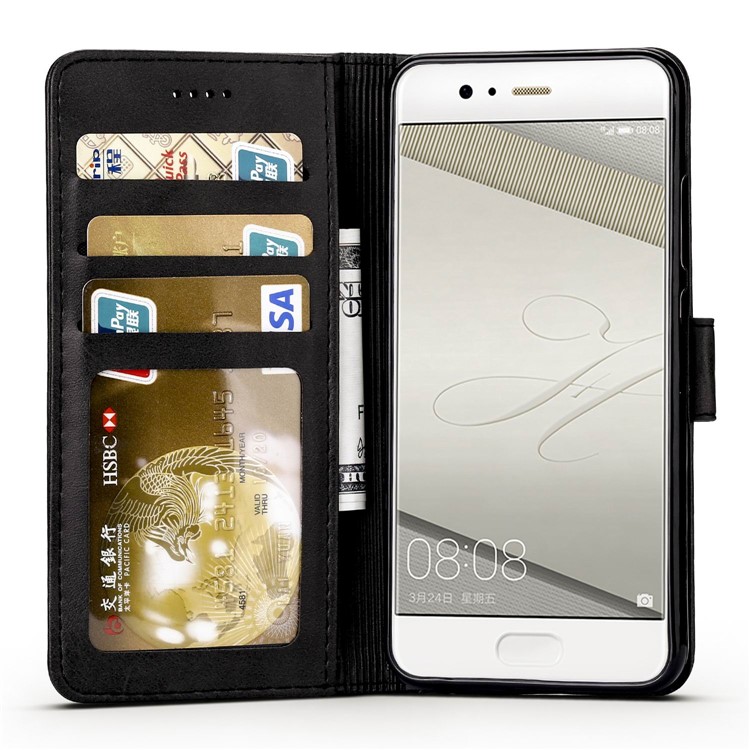 LC.IMEEKE Wallet Stand Leather Phone Case Accessory for Huawei P10 - Black-6
