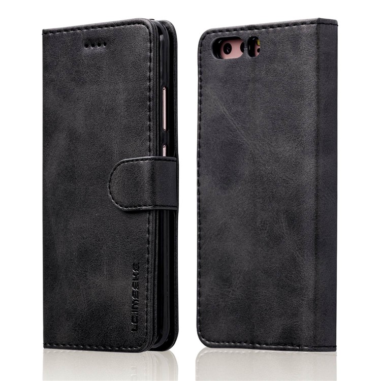 LC.IMEEKE Wallet Leather Stand Phone Cover for Huawei P10 Plus - Black-1