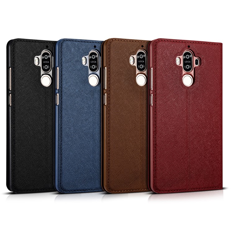 XOOMZ Cross Texture View Window Leather Cell Phone Cover for Huawei Mate 9 - Black-3