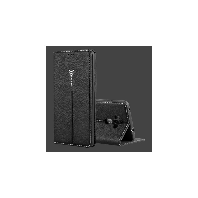 GEBEI Litchi Texture Leather Flip Cover with Card Slots for Huawei Mate 9 - Black-10