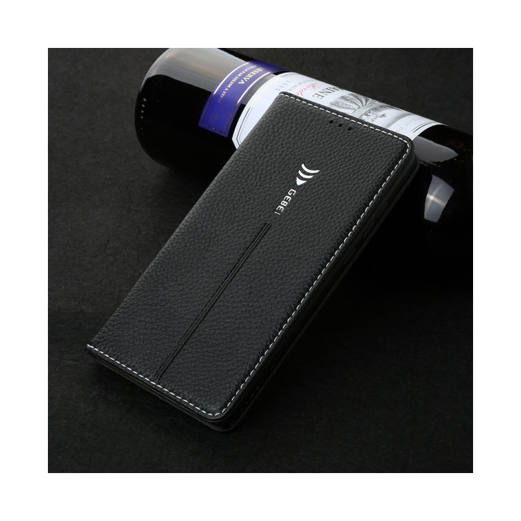 GEBEI Litchi Texture Leather Flip Cover with Card Slots for Huawei Mate 9 - Black-11