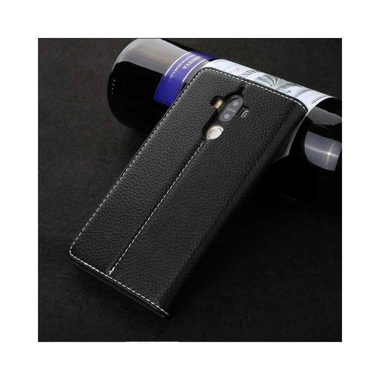 GEBEI Litchi Texture Leather Flip Cover with Card Slots for Huawei Mate 9 - Black-12