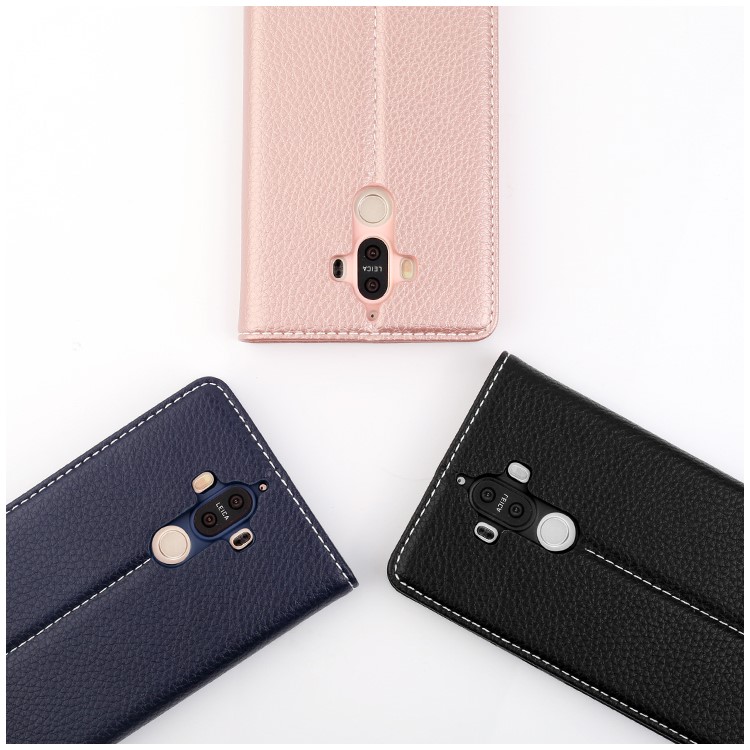 GEBEI Litchi Texture Leather Flip Cover with Card Slots for Huawei Mate 9 - Black-2