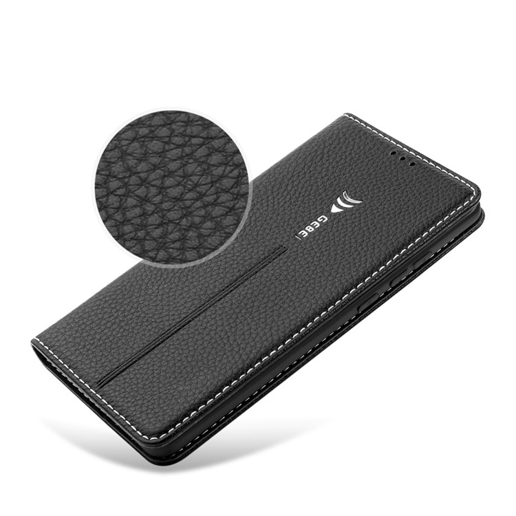 GEBEI Litchi Texture Leather Flip Cover with Card Slots for Huawei Mate 9 - Black-3