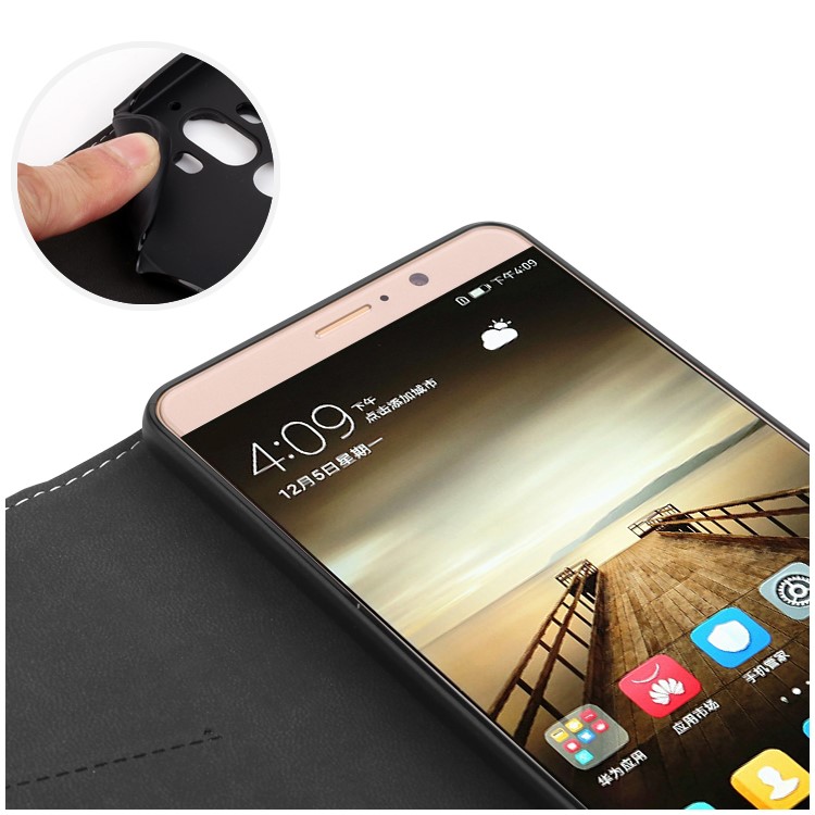 GEBEI Litchi Texture Leather Flip Cover with Card Slots for Huawei Mate 9 - Black-4