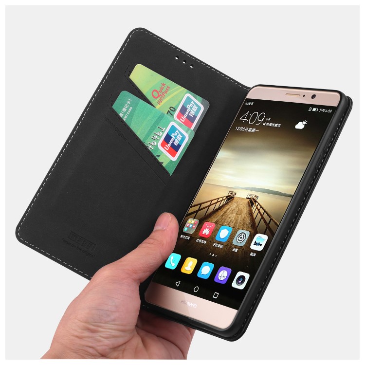 GEBEI Litchi Texture Leather Flip Cover with Card Slots for Huawei Mate 9 - Black-5