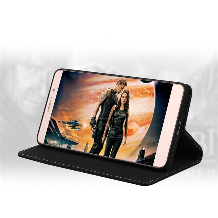 GEBEI Litchi Texture Leather Flip Cover with Card Slots for Huawei Mate 9 - Black-6