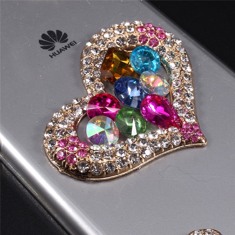 Rhinestone Decorated Crystal Acrylic Back Hybrid Phone Casing for Huawei P10 Plus - Heart-4