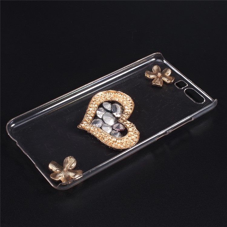 Rhinestone Decorated Crystal Acrylic Back Hybrid Case for Huawei P10 - Heart-5