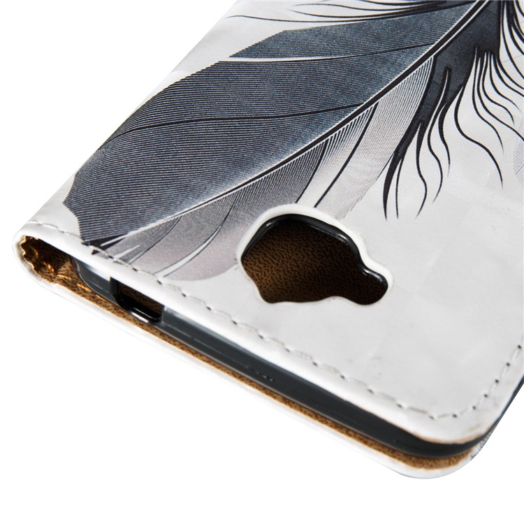 3D Embossing Stand Card Holder Leather Phone Case for Huawei Y6 Pro / Enjoy 5 - Feathers-5