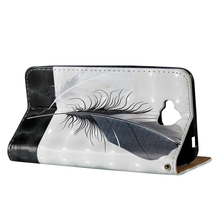 3D Embossing Stand Card Holder Leather Phone Case for Huawei Y6 Pro / Enjoy 5 - Feathers-6