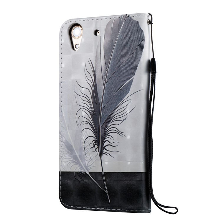 3D Embossed Leather Magnetic Card Holder Flip Phone Cover for Huawei Y6II - Feathers-3
