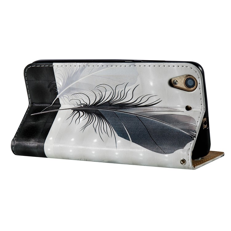 3D Embossed Leather Magnetic Card Holder Flip Phone Cover for Huawei Y6II - Feathers-6