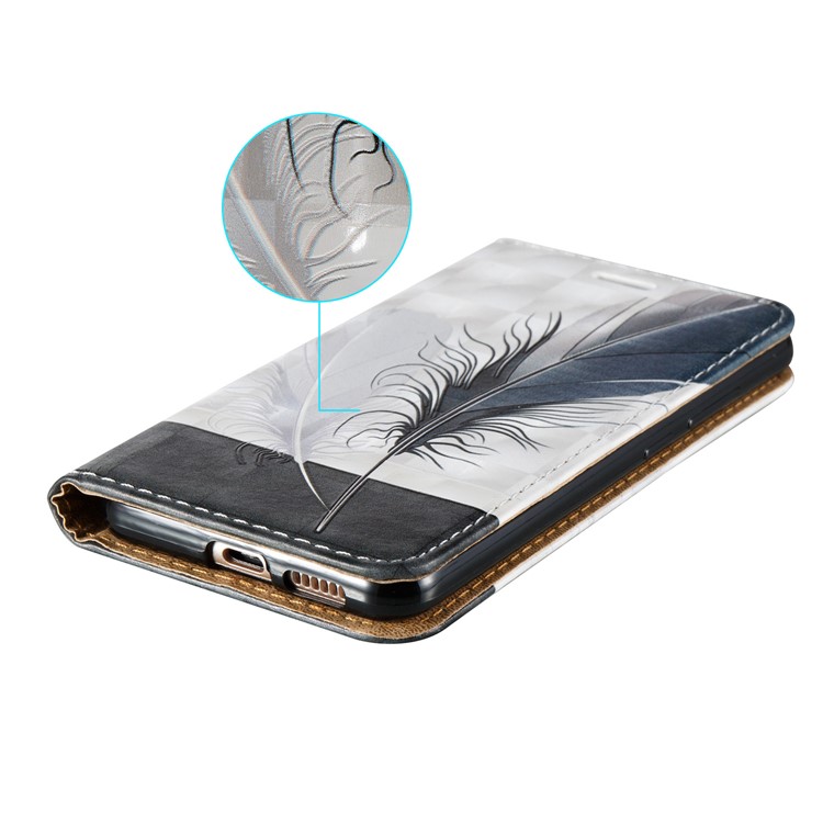 Embossed Leather Magnetic Flip Cover for Huawei nova - Feather-4