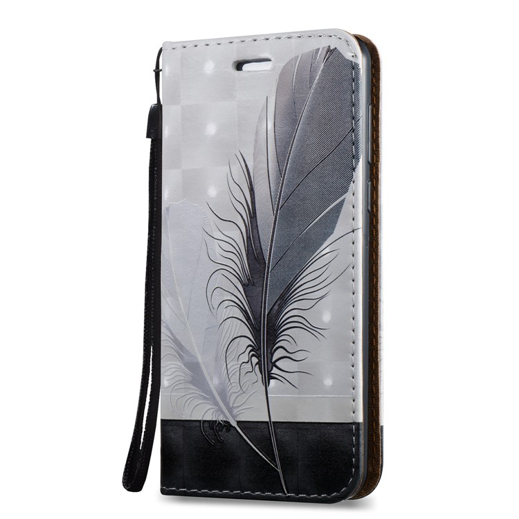 Embossed Leather Magnetic Flip Shell for Huawei Honor 8 - Feather-2