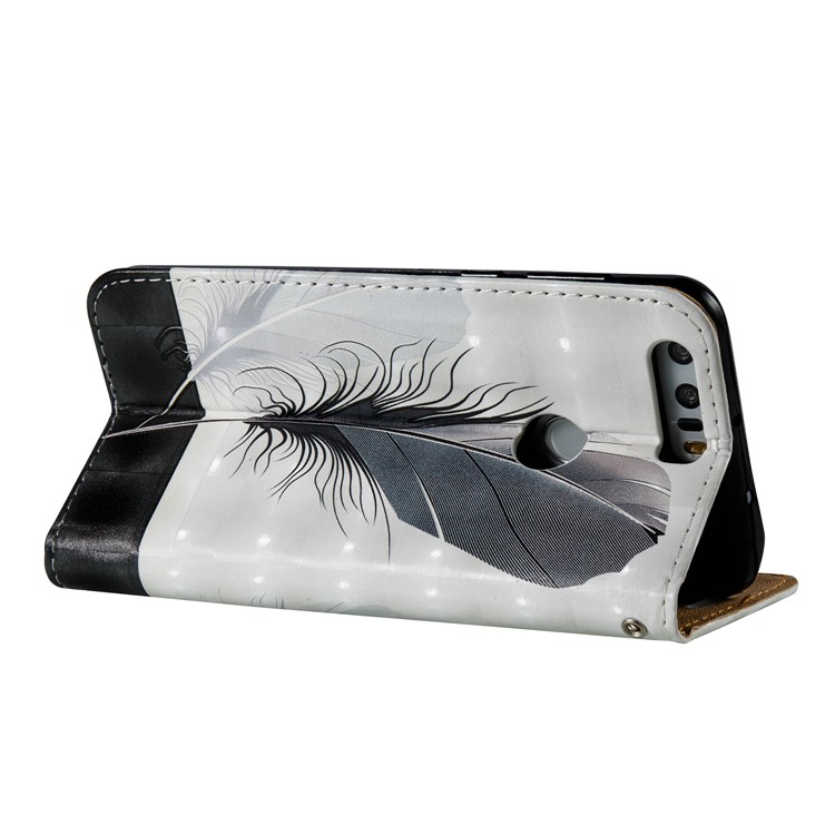 Embossed Leather Magnetic Flip Shell for Huawei Honor 8 - Feather-6