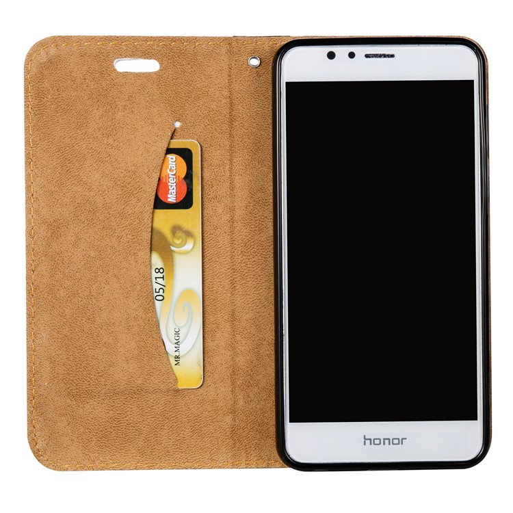 Embossed Leather Magnetic Flip Shell for Huawei Honor 8 - Feather-7