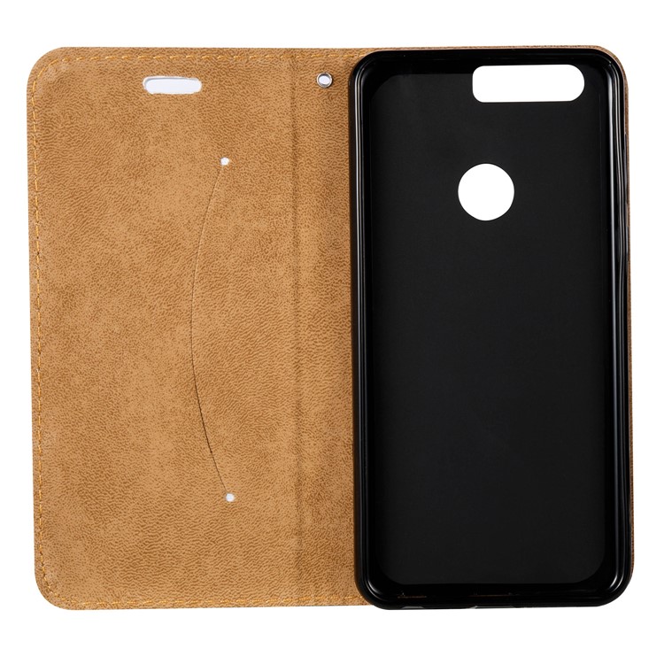 Embossed Leather Magnetic Flip Shell for Huawei Honor 8 - Feather-8
