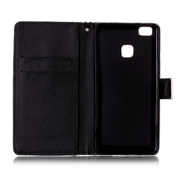For Huawei P9 Lite Rhinestone Patterned PU Leather Folio Flip Wallet Mobile Case Cover - Abstract Tree Pattern-6