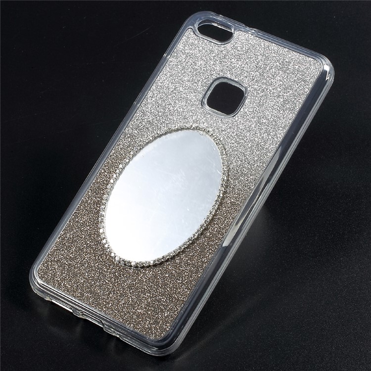 Gradient Color Bling Flash Powder Diamonte Mirror TPU Case Accessory for Huawei P10 Lite - Grey-1