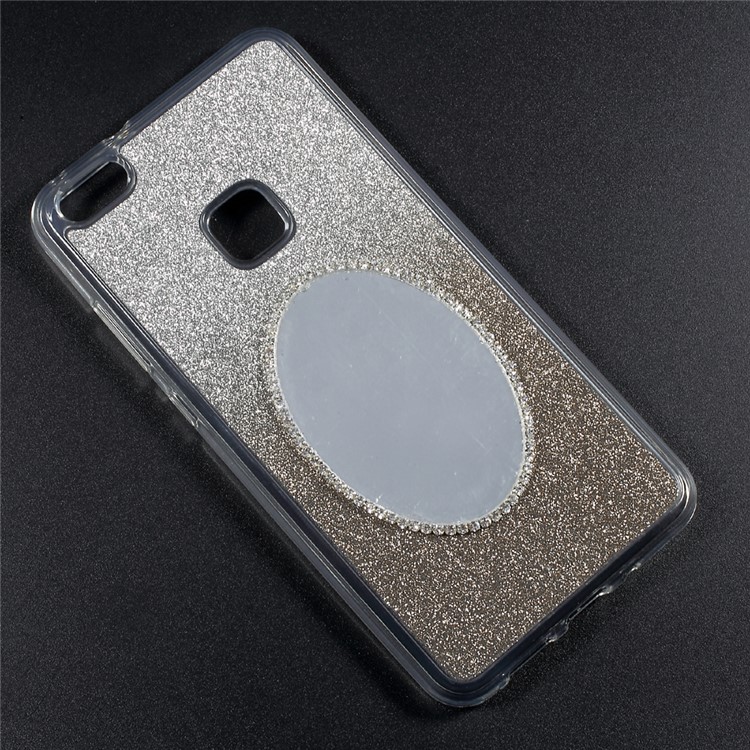 Gradient Color Bling Flash Powder Diamonte Mirror TPU Case Accessory for Huawei P10 Lite - Grey-2