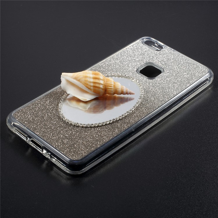 Gradient Color Bling Flash Powder Diamonte Mirror TPU Case Accessory for Huawei P10 Lite - Grey-3