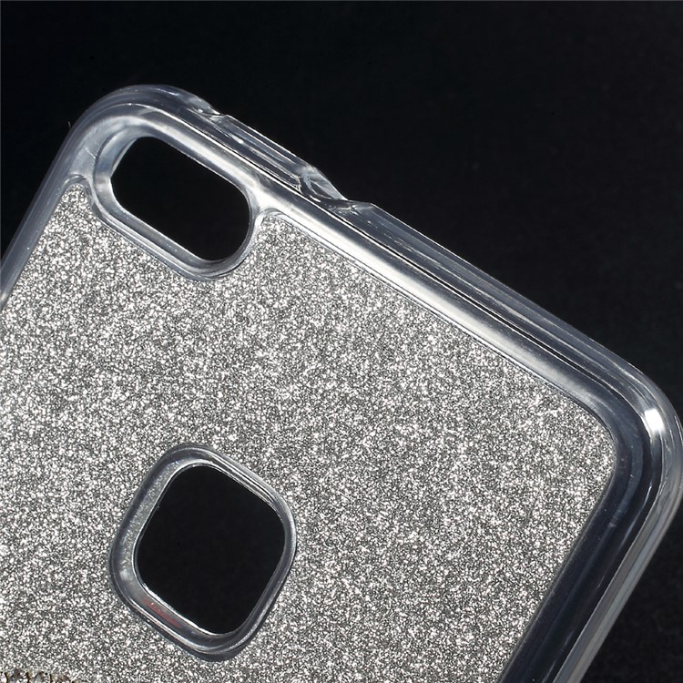 Gradient Color Bling Flash Powder Diamonte Mirror TPU Case Accessory for Huawei P10 Lite - Grey-4