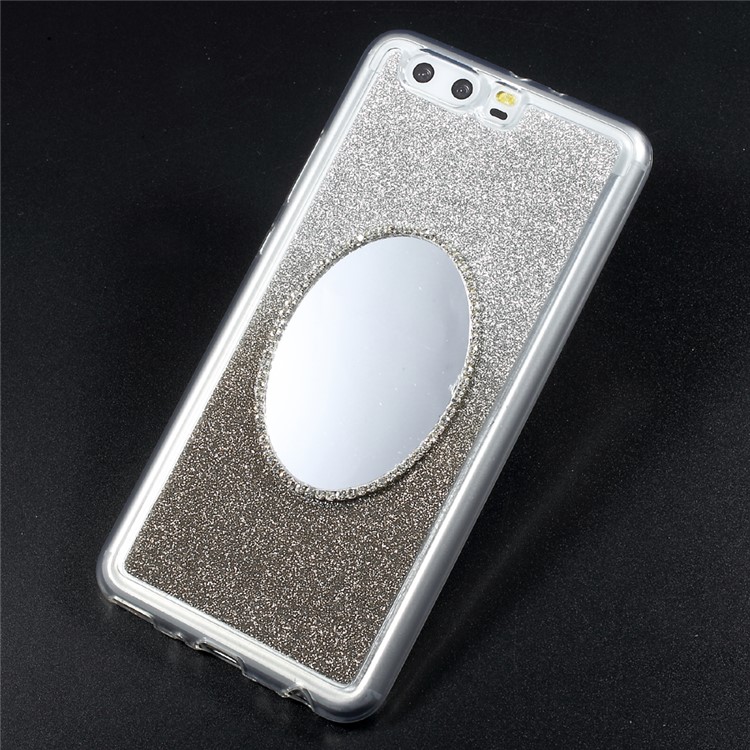 Gradient Color Bling Diamonte TPU Mirror Case for Huawei P10 Plus - Grey-1