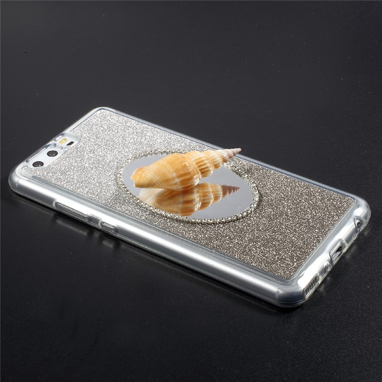 Gradient Color Bling Diamonte TPU Mirror Case for Huawei P10 Plus - Grey-4