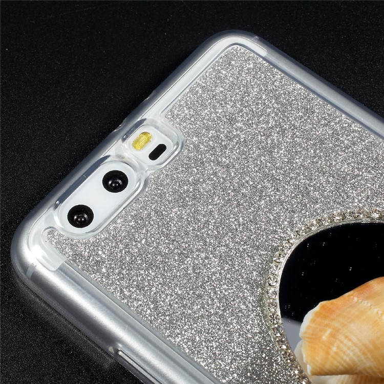 Gradient Color Bling Diamonte TPU Mirror Case for Huawei P10 Plus - Grey-5