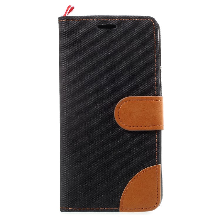 Jean Cloth Skin Leather Card Slots Phone Casing for Huawei P10 Lite - Black-2