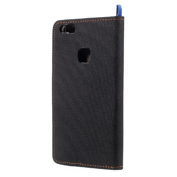 Jean Cloth Skin Leather Card Slots Phone Casing for Huawei P10 Lite - Black-3