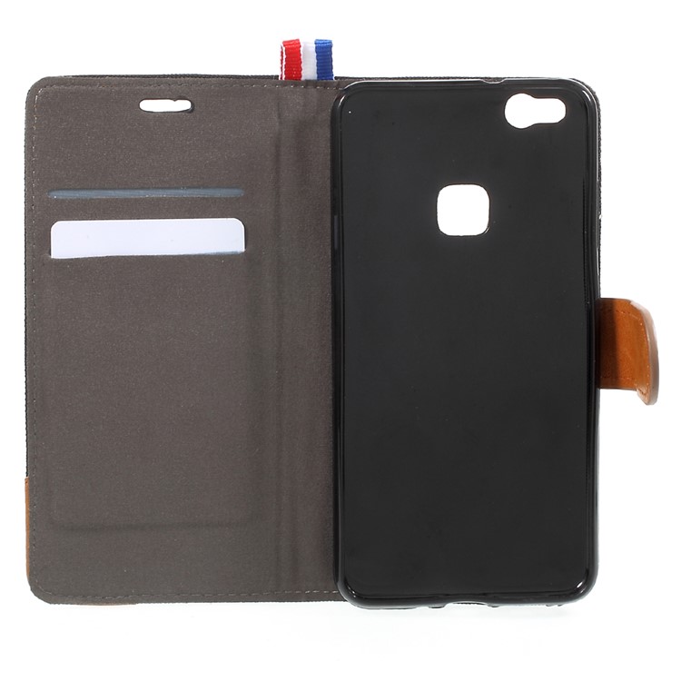 Jean Cloth Skin Leather Card Slots Phone Casing for Huawei P10 Lite - Black-5