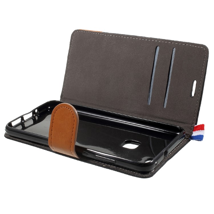 Jean Cloth Skin Leather Card Slots Phone Casing for Huawei P10 Lite - Black-8