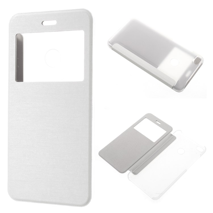 View Window PU Leather Flip Shell Cover for Huawei P8 Lite (2017) / Honor 8 Lite - White-1