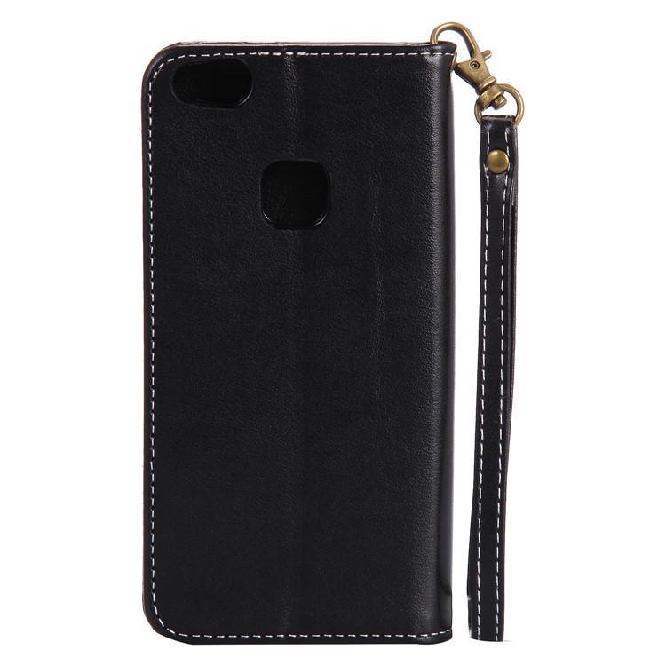 Imprint Butterfly Flower Leather Case Cover with Stand for P10 Lite 2017 - Black-2