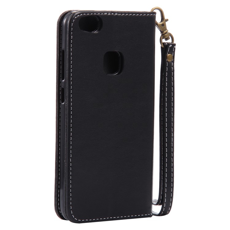 Imprint Butterfly Flower Leather Case Cover with Stand for P10 Lite 2017 - Black-5