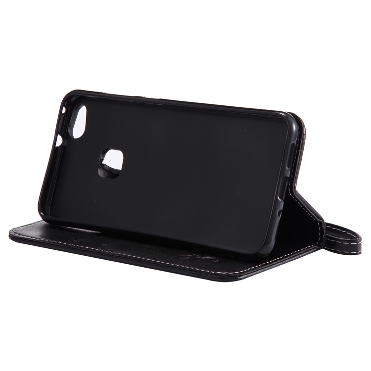 Imprint Butterfly Flower Leather Case Cover with Stand for P10 Lite 2017 - Black-8
