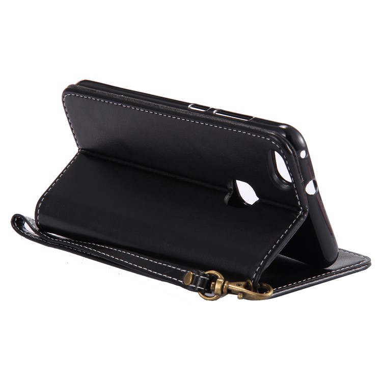 Imprint Butterfly Flower Leather Case Cover with Stand for P10 Lite 2017 - Black-9