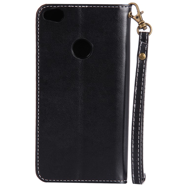 Imprint Butterfly Flower Leather Phone Cover for P8 Lite 2017 / Honor 8 Lite - Black-2
