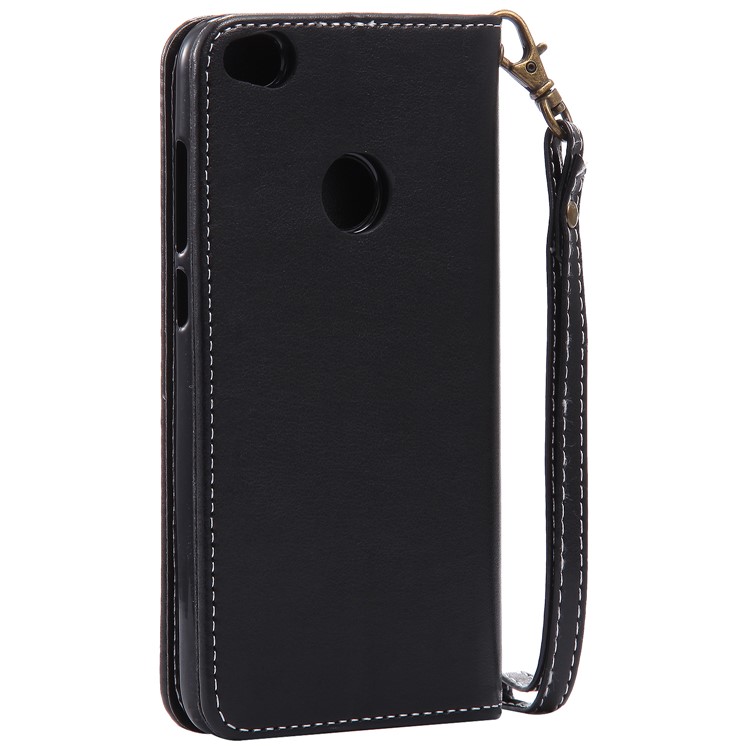 Imprint Butterfly Flower Leather Phone Cover for P8 Lite 2017 / Honor 8 Lite - Black-5