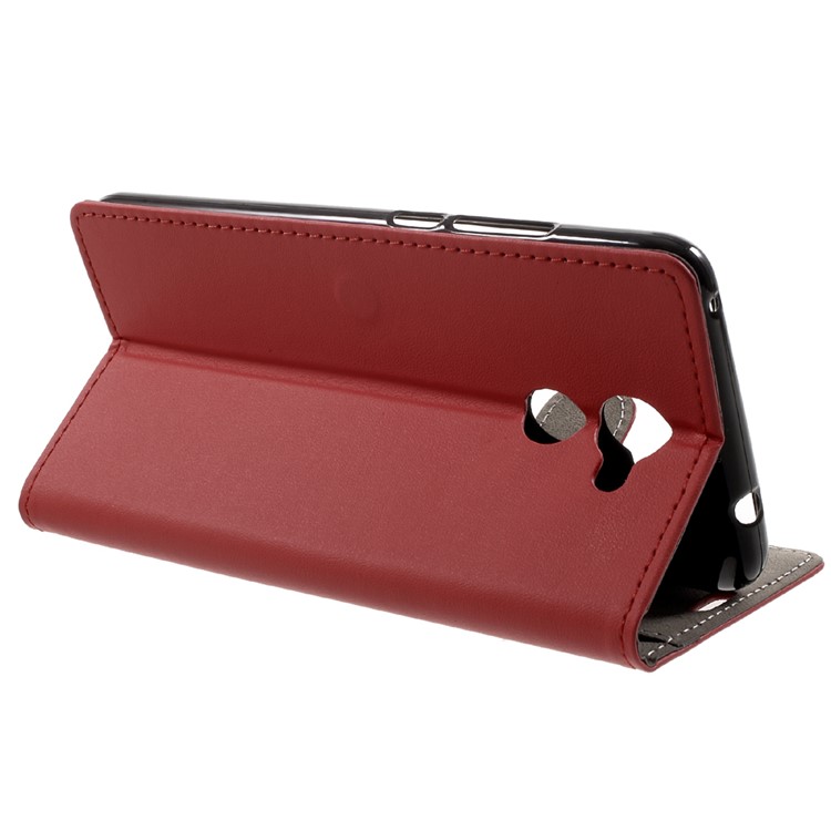 PU Leather Cover Wallet Stand Case for Huawei Enjoy 7 Plus - Red-4