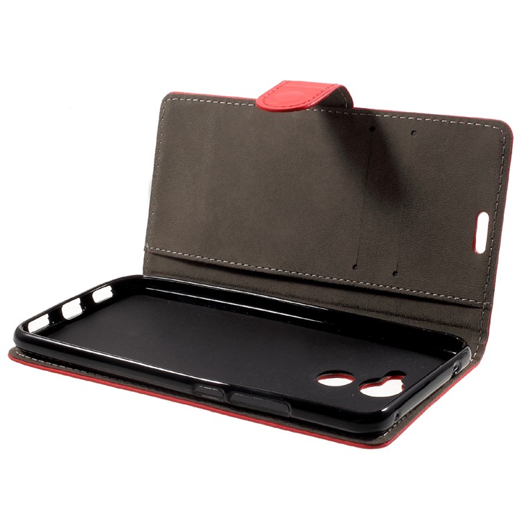 PU Leather Cover Wallet Stand Case for Huawei Enjoy 7 Plus - Red-5