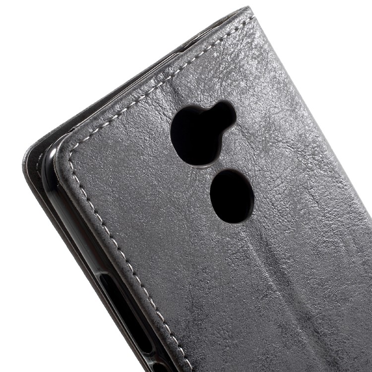 Vintage Leather Card Holder Cell Phone Case Accessory for Huawei Enjoy 7 Plus - Grey-8