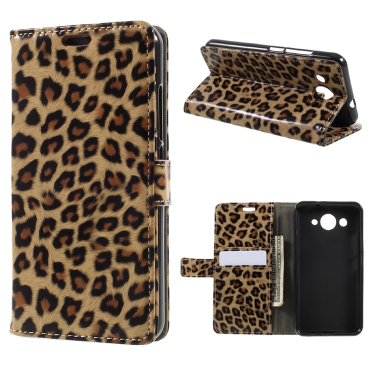 Leopard Pattern Magnetic Leather Wallet Phone Case for Huawei Y3 (2017)-1