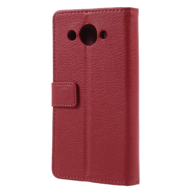Litchi Grain PU Leather Wallet Stand Shell Cover for Huawei Y3 (2017) - Red-2
